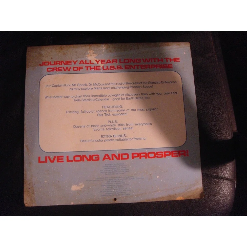 Vintage 1976 STAR TREK stardate calendar Awesome pictures intact